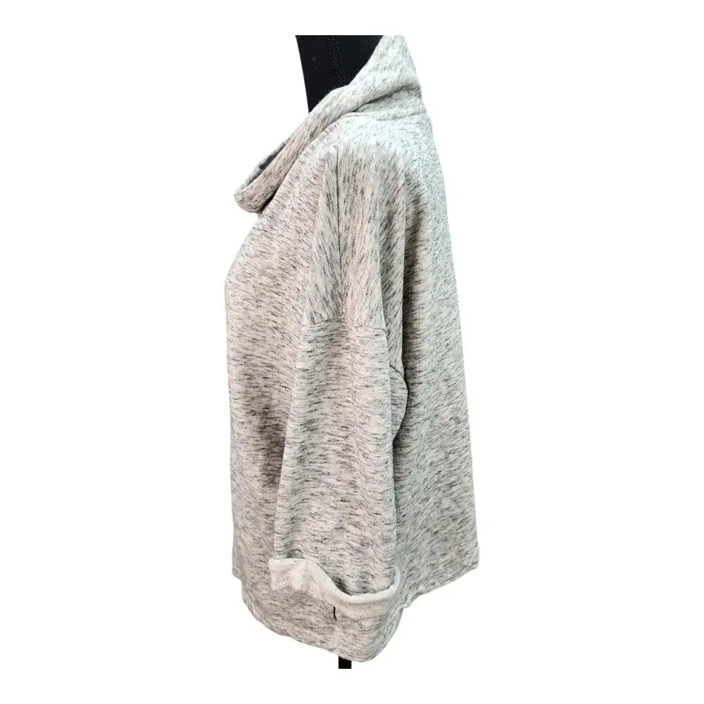 Pure Jill Sweatshirt MEDIUM Light Gray Cowl Neck Cotton Soft Touch Pockets - Picture 7 of 15